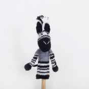 Hand Knitted Finger Puppet - Zebra