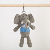 Hand Knitted Backpack Keyring - Elephant