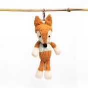 Hand Knitted Backpack Keyring - Fox