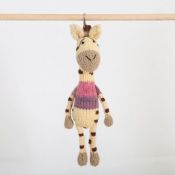 Hand Knitted Backpack Keyring - Giraffe
