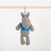 Hand Knitted Backpack Keyring - Hippo