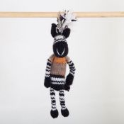 Hand Knitted Backpack Keyring - Zebra