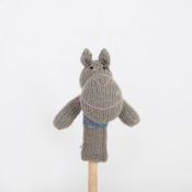Hand Knitted Finger Puppet - Hippo