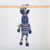 Hand Knitted Backpack Keyring - Purple Zebra