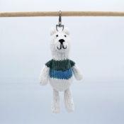 Hand Knitted Backpack Keyring - Polar Bear