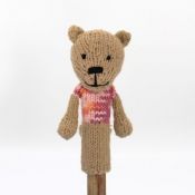 Hand Knitted Finger Puppet - Teddy Bear