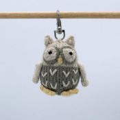 Hand Knitted Backpack Keyring - Owl